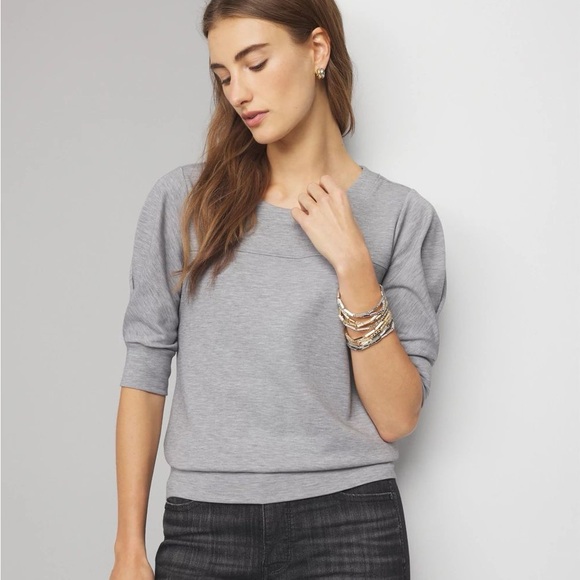 White House Black Market Tops - WHBM White House black market pleated sleeve new gray dress blouse top M